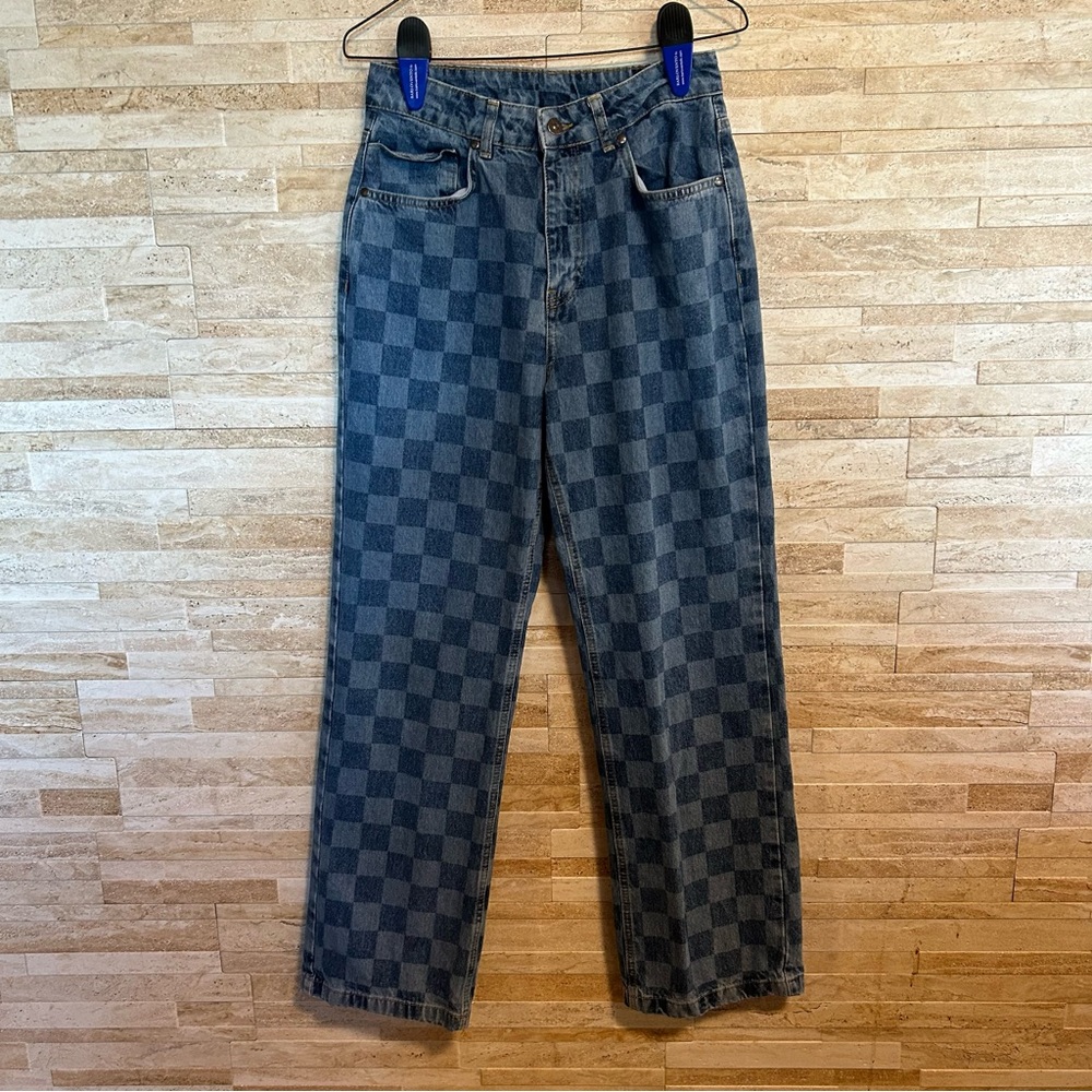 Ragged Priest Rook Checkerboard Dad Jeans Womens 28